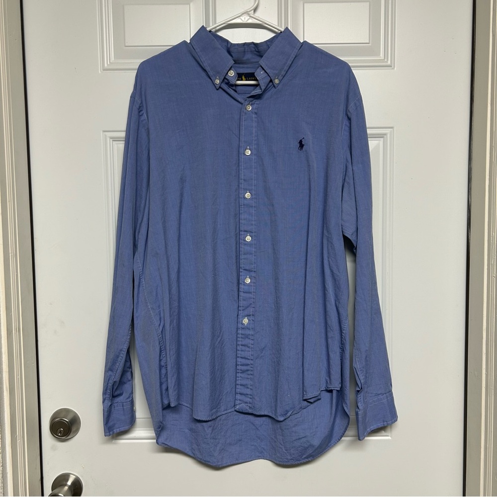 Ralph Lauren Men's Button-Down Long Sleeve XL‎ Blue 100% Cotton